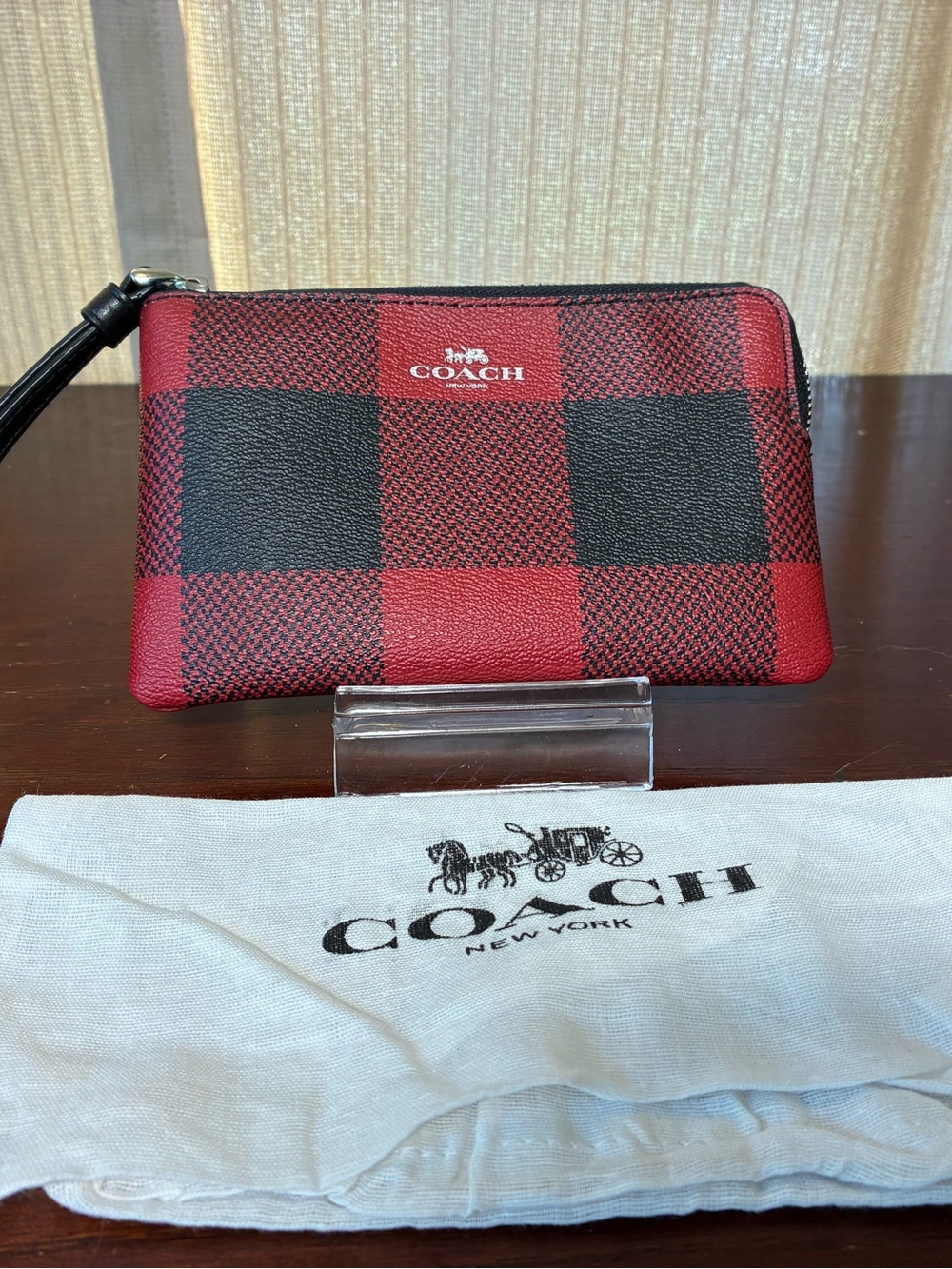 Coach Buffalo Plaid Wristlet